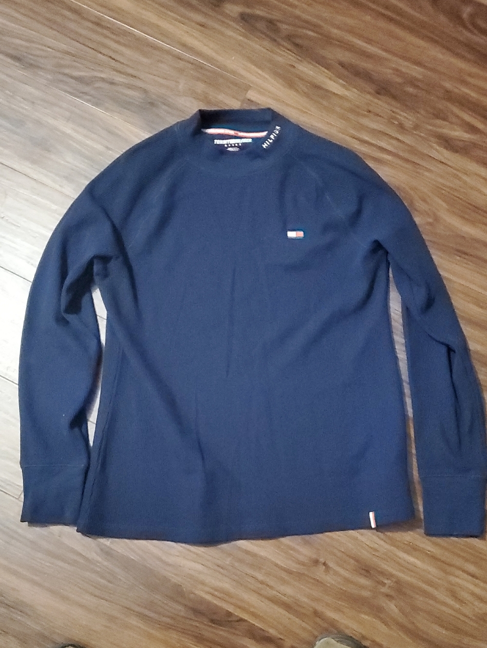 Tommy Hilfiger Navy Crewneck Sweater with Small Flag Logo
